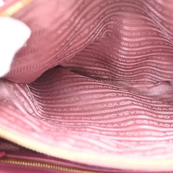 Prada Double Zip Lux Tote Saffiano Leather, Pink, Leather, Handbag