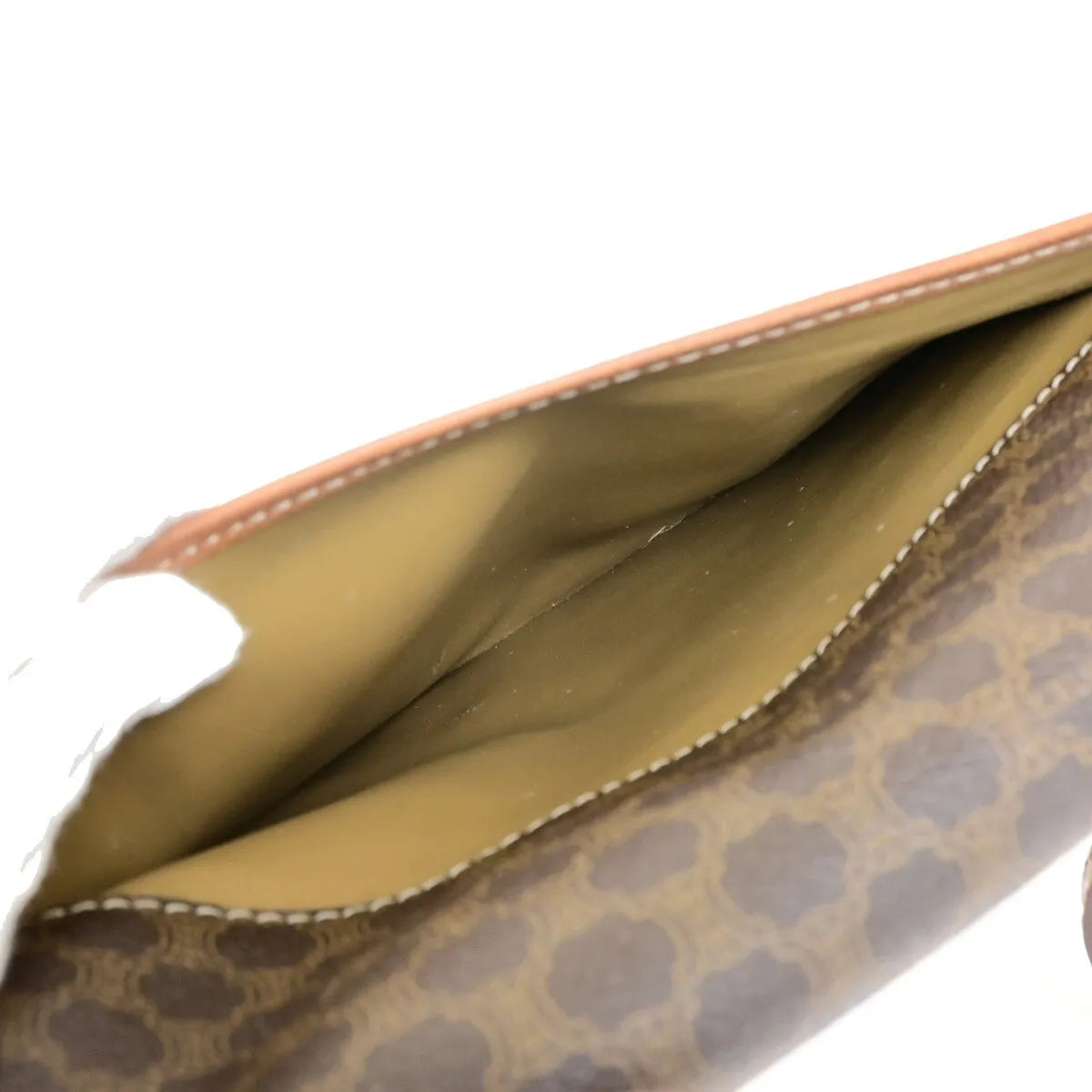 Celine Vintage Macadam Canvas and Leather, Brown, Canvas, Shoulder Bag