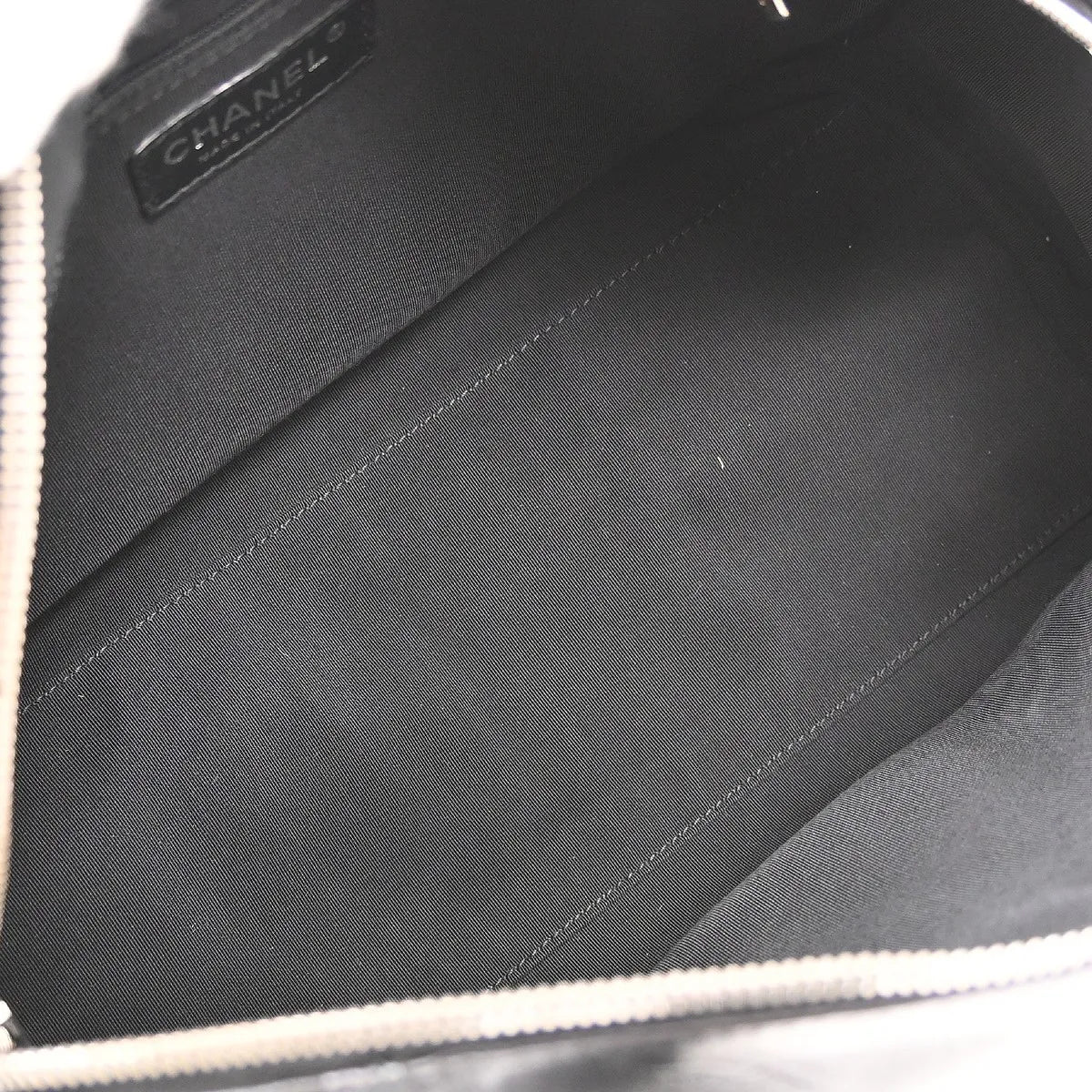 Chanel All Day Long Bowler Chevron Leather, Black, Leather, Tote Bag