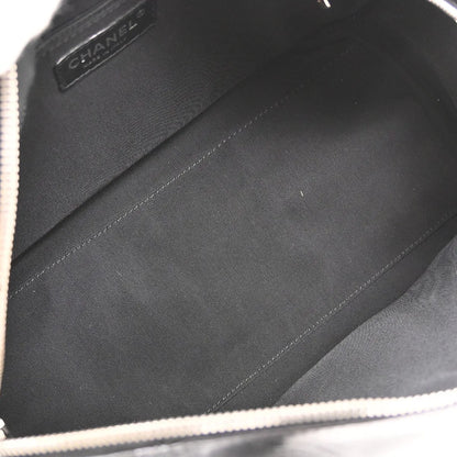 Chanel All Day Long Bowler Chevron Leather, Black, Leather, Tote Bag