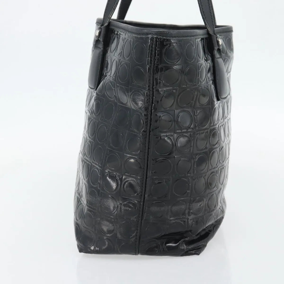 Salvatore Ferragamo Gancini Tote Patent leather, Black, Patent Leather, Tote Bag