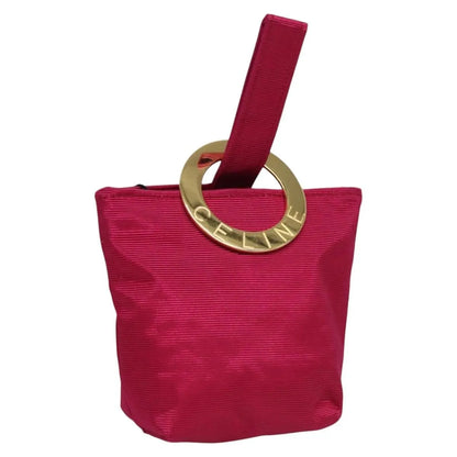 Celine Circle Logo Nylon, Pink, Nylon, Clutch