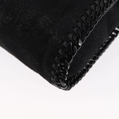Stella McCartney Falabella Fold Over Shaggy Deer, Black, Polyester, Shoulder Bag