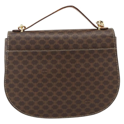 Celine Vintage Macadam Canvas and Leather, Brown, Canvas, Handbag