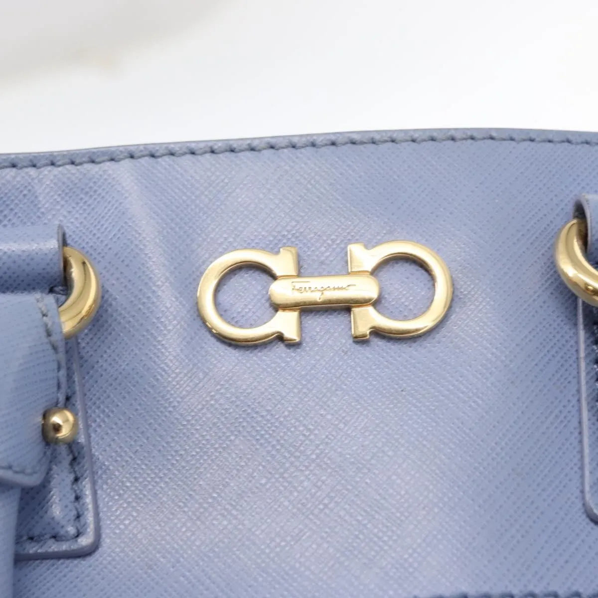 Salvatore Ferragamo Beky Tote Saffiano Leather, Blue, Leather, Handbag