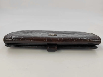 Chanel Camellia Flap Organizer Camellia Lambskin, Black, Leather, Wallet