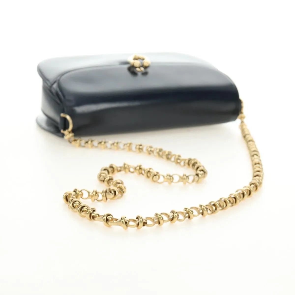 Gucci Chain Flap Leather, Navy, Leather, Shoulder Bag