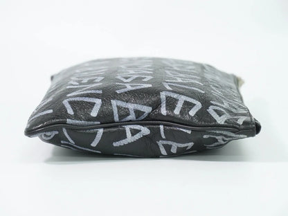 Balenciaga Graffiti Leather, Black, Leather, Clutch