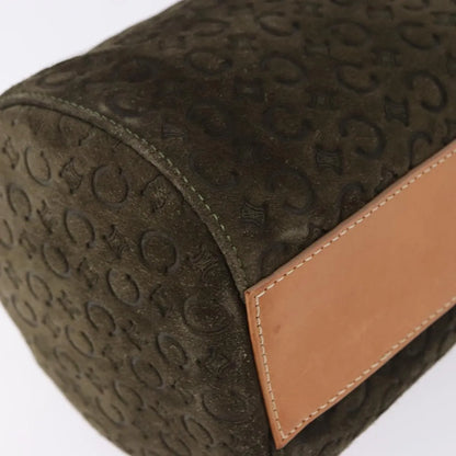 Celine C Macadam Suede and Leather, Green, Suede, Handbag