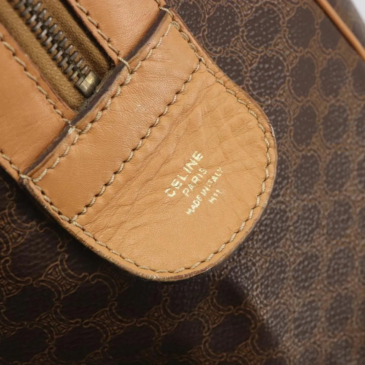 Celine boston Macadam Canvas, Brown, PVC, Travel Bag