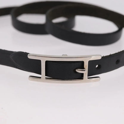 Hermes Hapi 3 Leather with Metal, Black, Leather, Bracelet