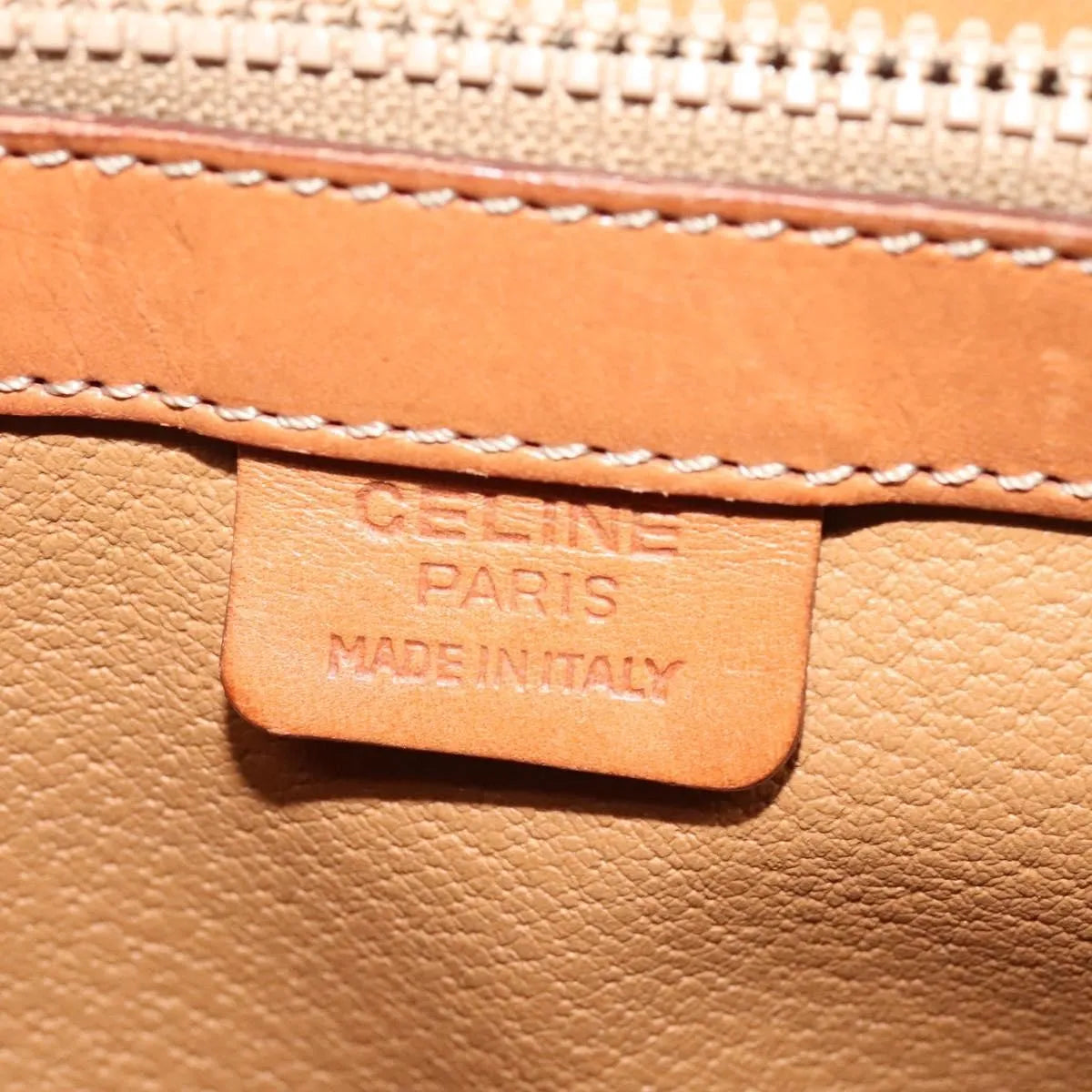 Celine Vintage Convertible Top Handle Macadam Coated Canvas, Beige, Canvas, Handbag