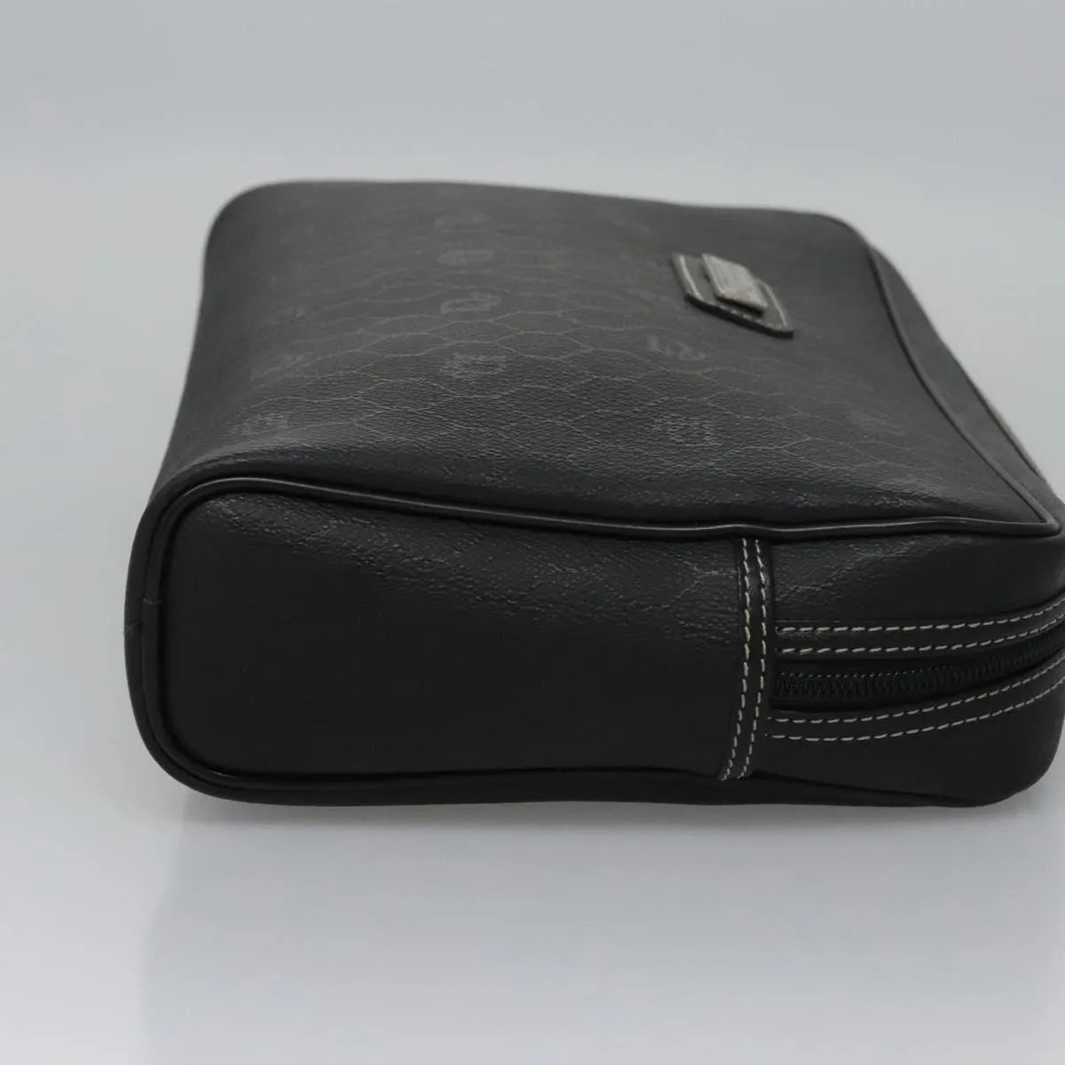 Christian Dior Vintage Honeycomb Zip Coated Canvas, Black, Canvas, Clutch