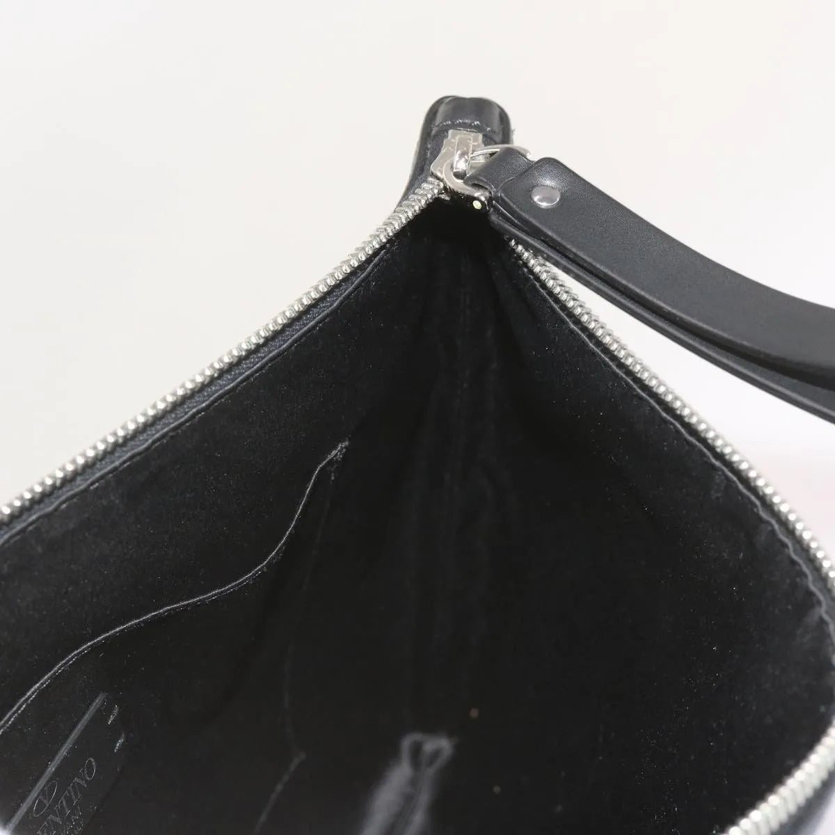 Valentino Garavani VLTN Wristlet Clutch Printed Leather, Black, Leather, Clutch