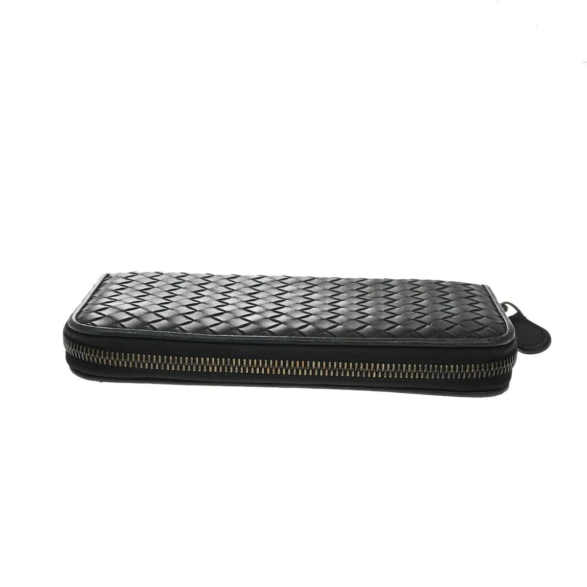 Bottega Veneta Intrecciato Long Zip Leather, Black, Leather, Wallet