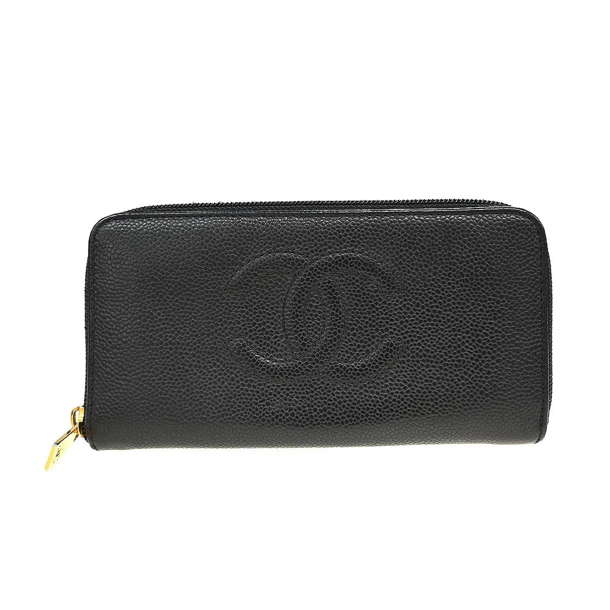 Chanel Portefeuille long CC logo calfskin leather, Black, Leather, Wallet