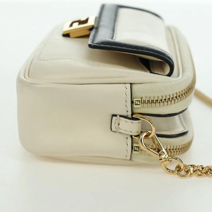 Fendi Easy 2 Baguette Leather, Beige, Leather, Crossbody Bag
