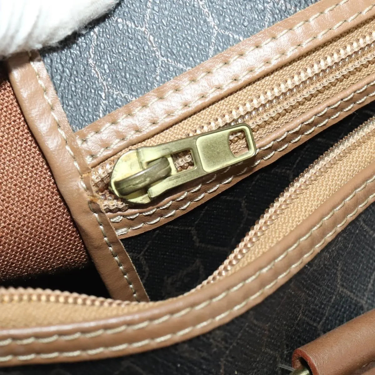 Christian Dior Vintage Honeycomb Boston Canvas and Leather, Black, Canvas, Travel Bag