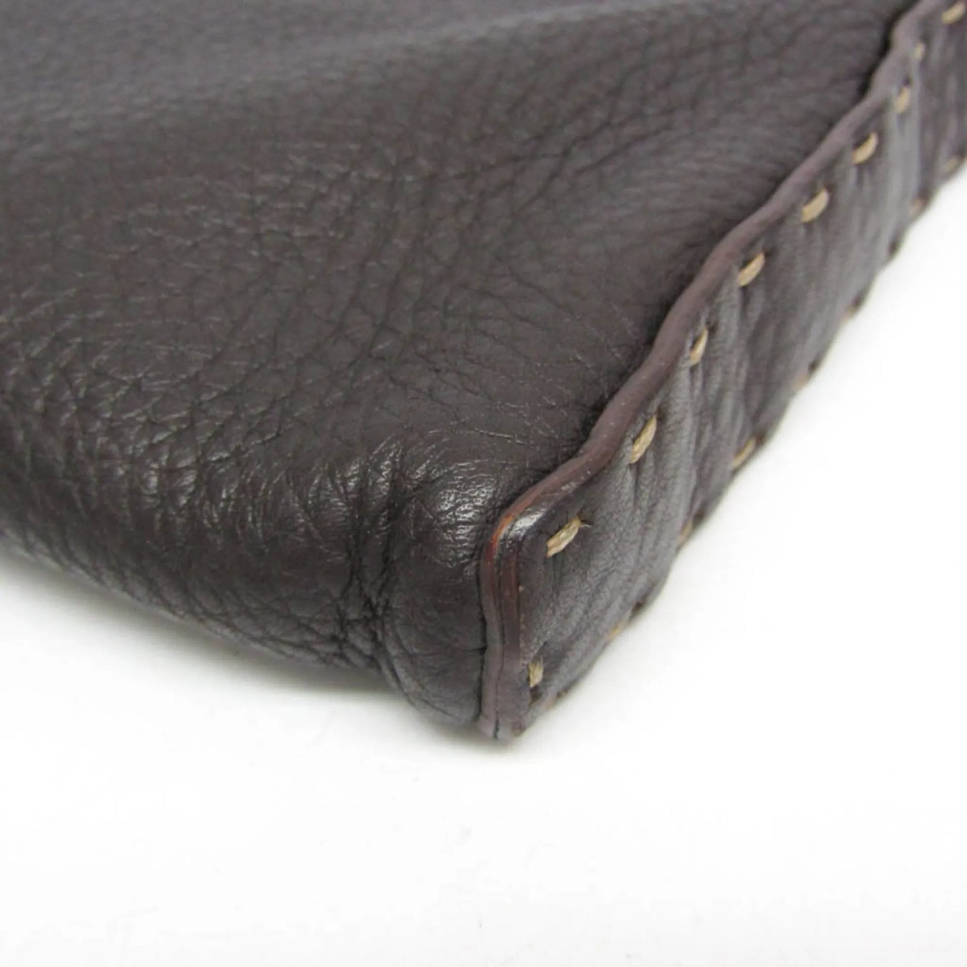 Fendi Vintage Selleria Zip Messenger Leather, Brown, Leather, Shoulder Bag