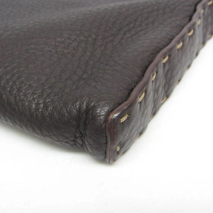 Fendi Vintage Selleria Zip Messenger Leather, Brown, Leather, Shoulder Bag