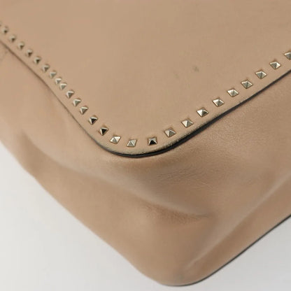 Valentino Garavani Convertible Zip Satchel Leather with Micro Rockstuds, Beige, Leather, Handbag