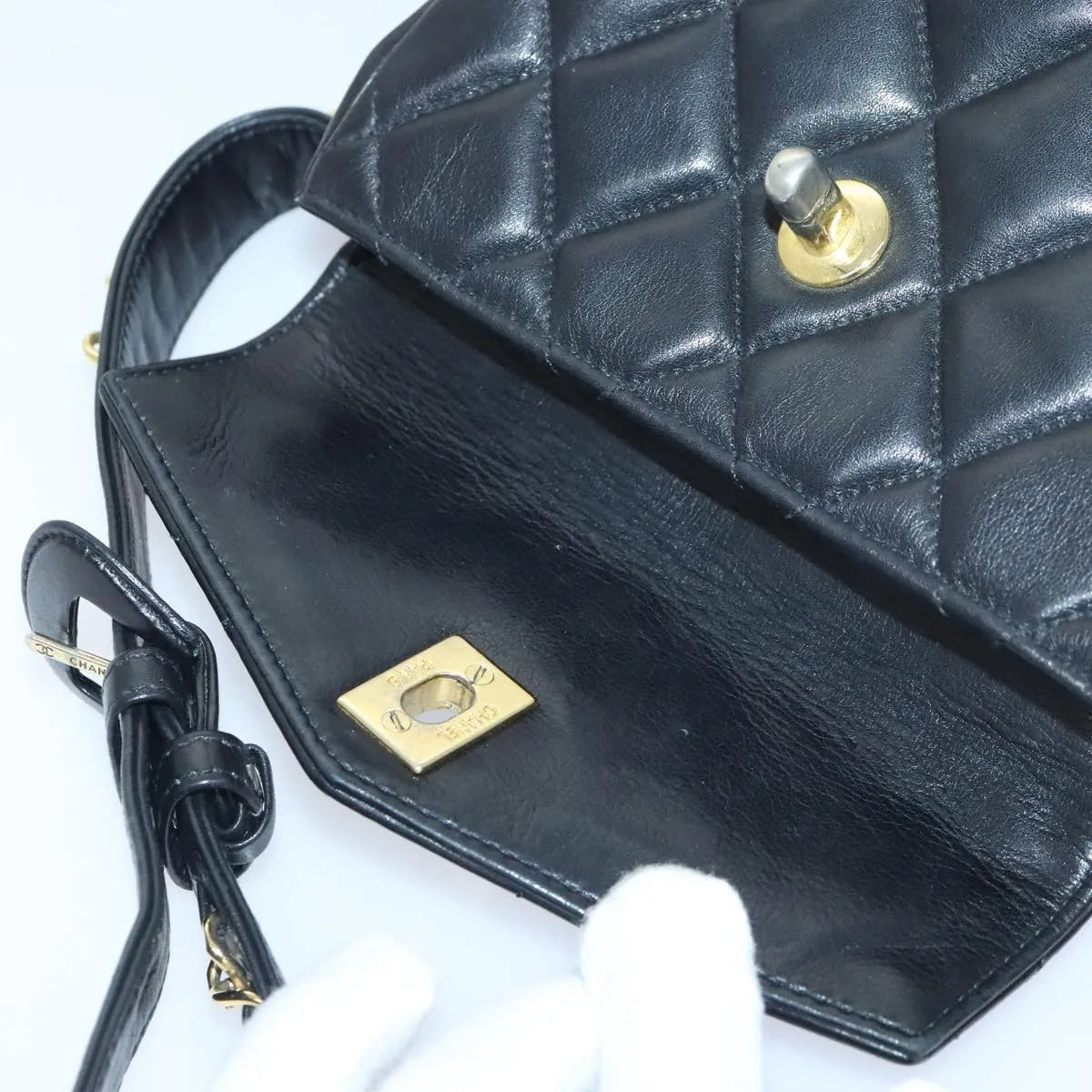 Chanel Vintage CC Waist Lambskin, Black, Leather, Shoulder Bag