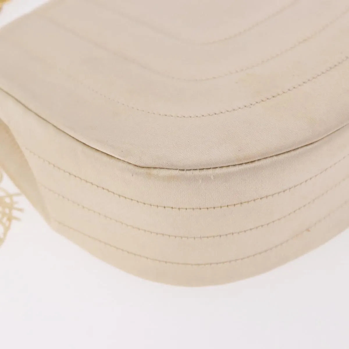 Chanel Vintage Round Flap Satin, Beige, Satin, Shoulder Bag