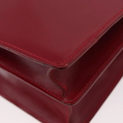 Bvlgari Top Handle Leather, Red, Leather, Handbag