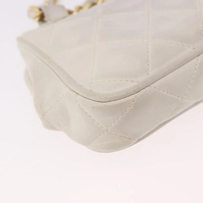 Chanel Vintage Diamond CC Tassel Quilted Lambskin, White, Leather, Shoulder Bag