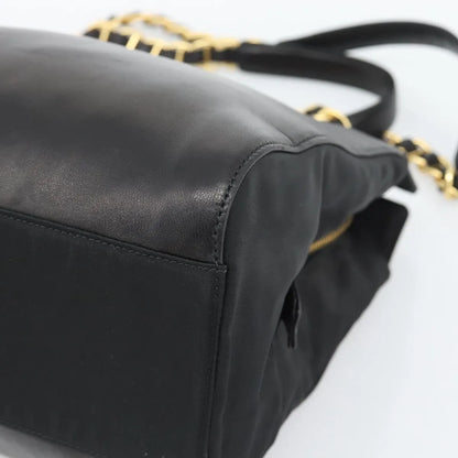 Prada Vintage Nappa Chain Tote Leather, Black, Leather, Shoulder Bag
