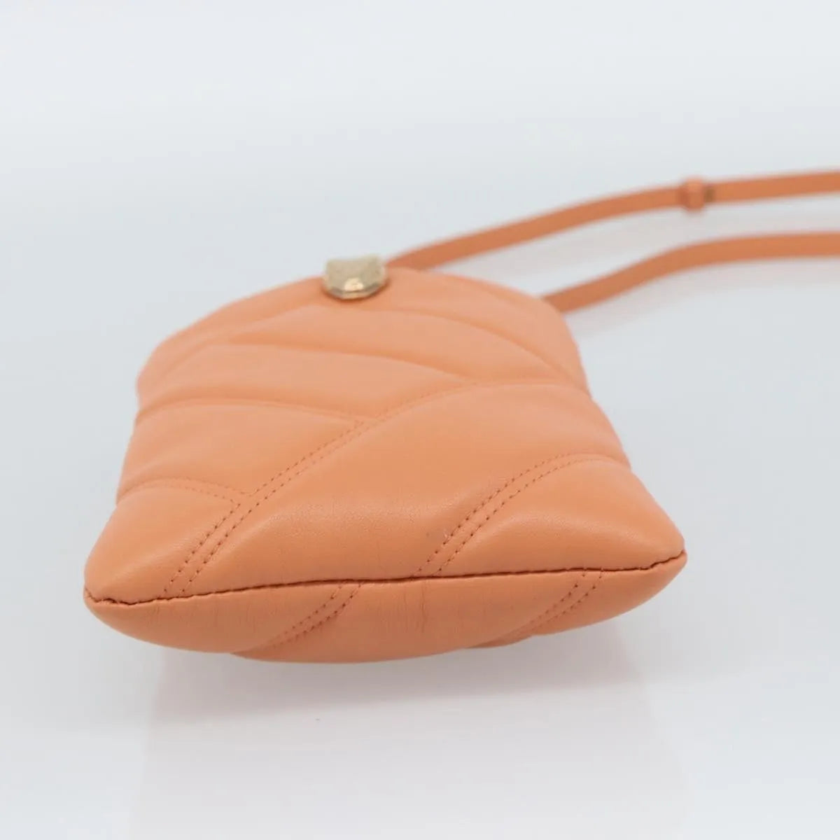 Bvlgari Serpenti Cabochon Phone Holder on Chain Diagonal Quilted Leather, Orange, Leather, Clutch