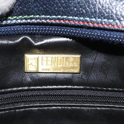 Fendi Vintage Zip Leather, Navy, Leather, Shoulder Bag