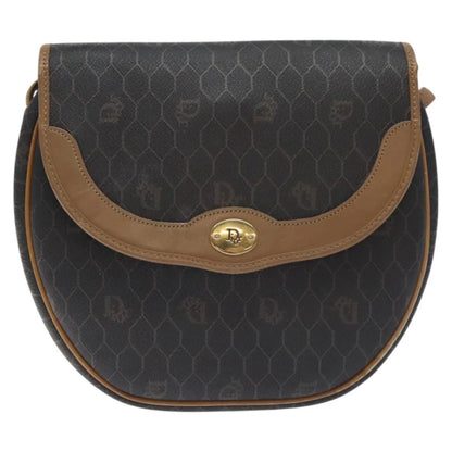 Christian Dior Vintage Honeycomb Flap Coated Canvas, Black, Canvas, Shoulder Bag