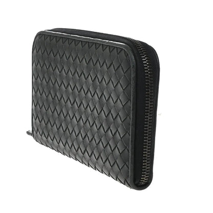 Bottega Veneta Intrecciato Long Zip Leather, Black, Leather, Wallet
