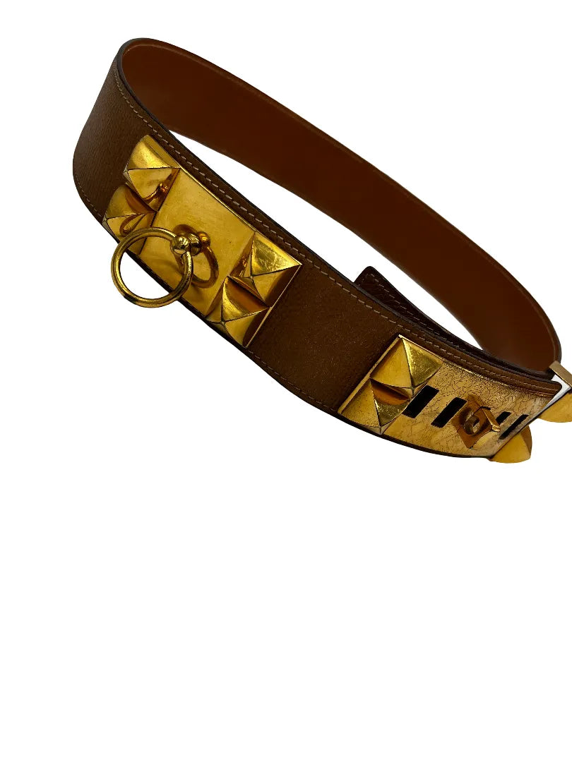 Hermes Collier de Chien Belt Leather, Brown, Leather, Belt