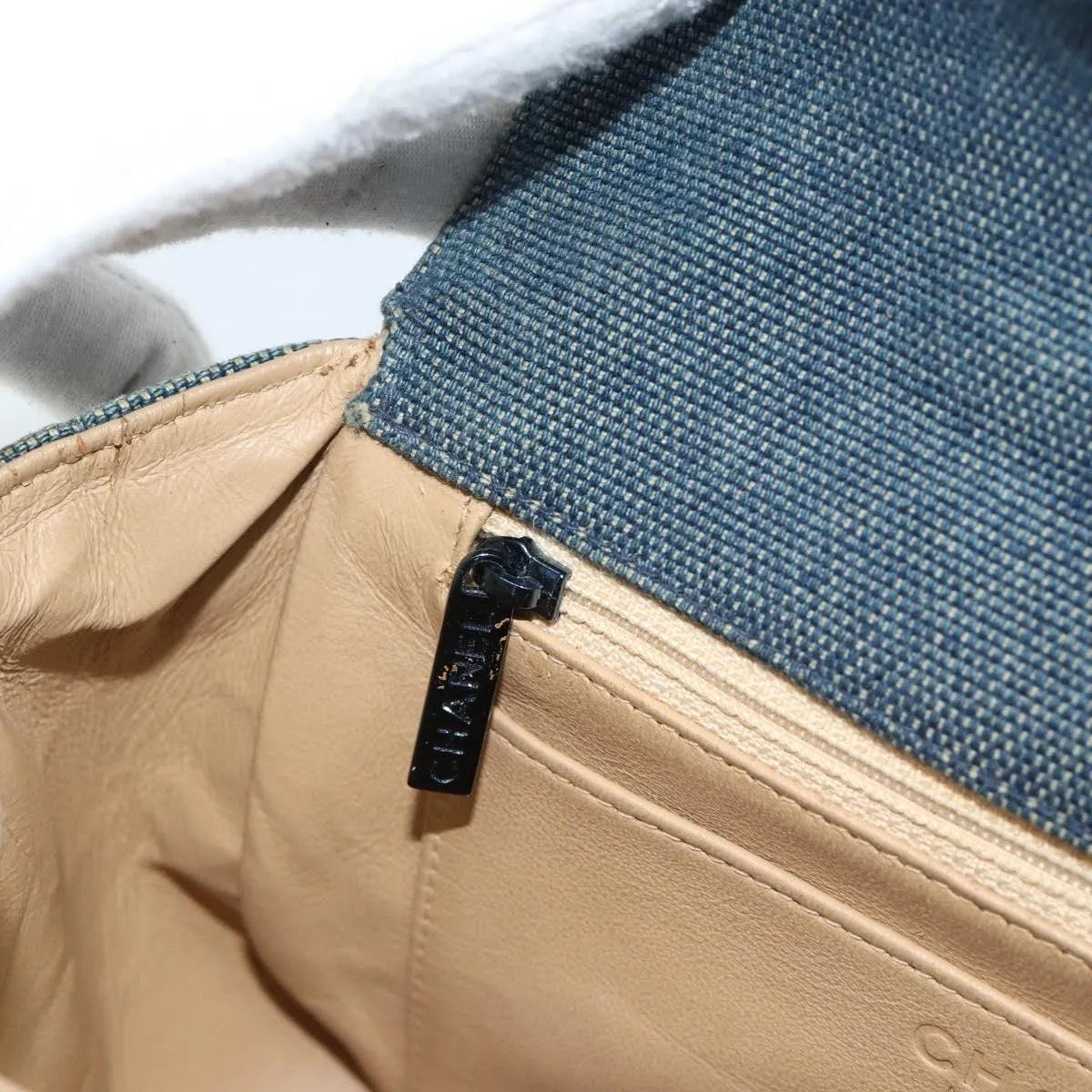 Chanel Chocolate Bar Mademoiselle Top Handle Quilted Denim, Blue, Canvas, Handbag