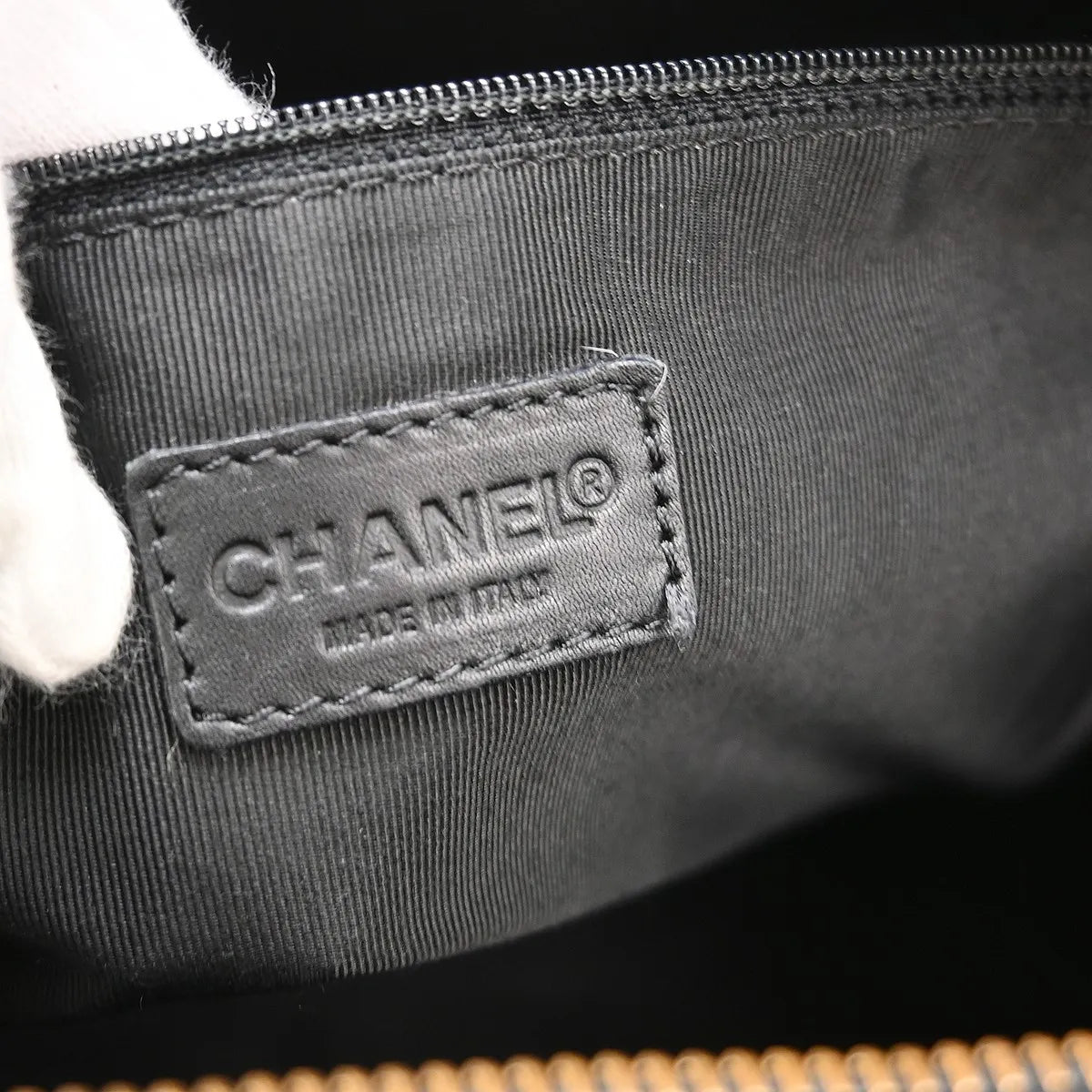 Chanel Surpique Zip Around Satchel Quilted Leather, Black, Leather, Handbag