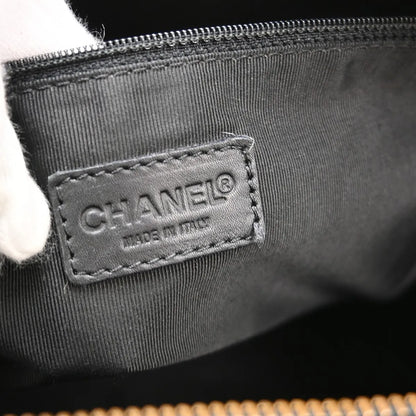 Chanel Surpique Zip Around Satchel Quilted Leather, Black, Leather, Handbag