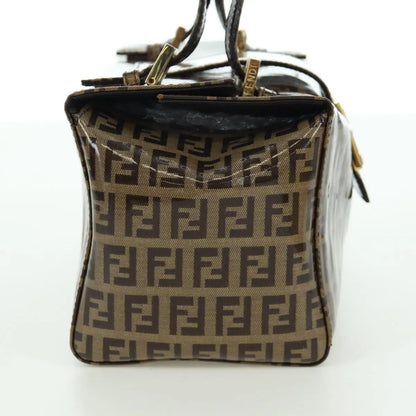 Fendi Mamma Baguette Zucca patent leather, Brown, Canvas, Shoulder Bag