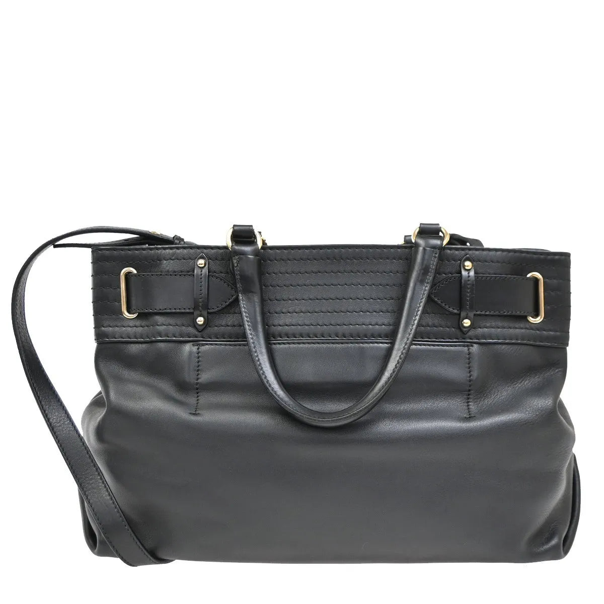 Salvatore Ferragamo Gancini Tote Leather, Black, Leather, Tote Bag