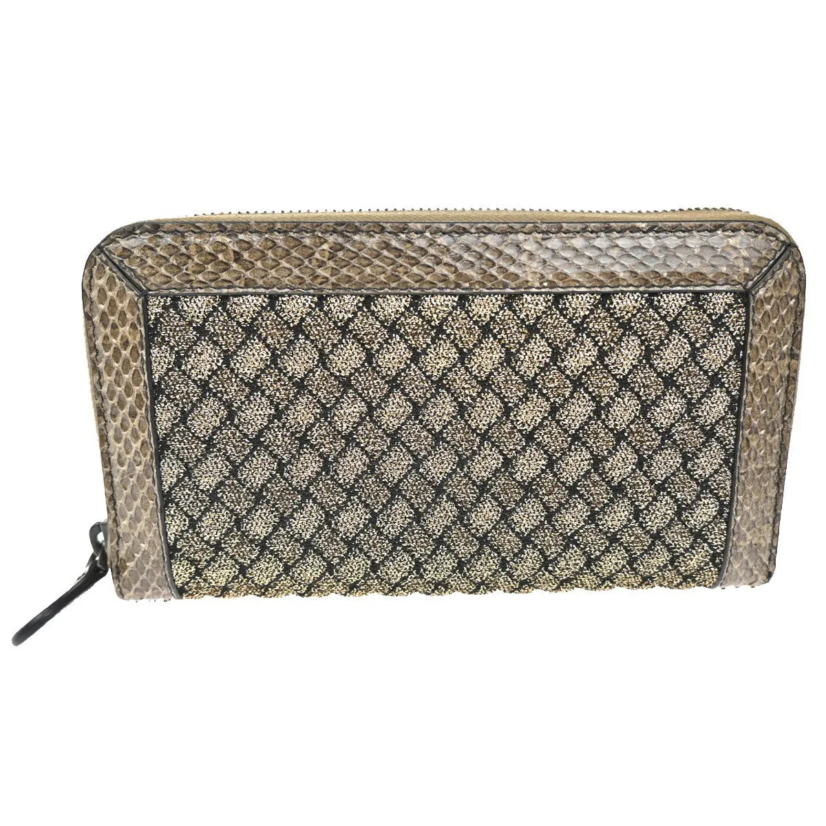 Bottega Veneta Intrecciato Long Zip Leather, Brown, Leather, Wallet