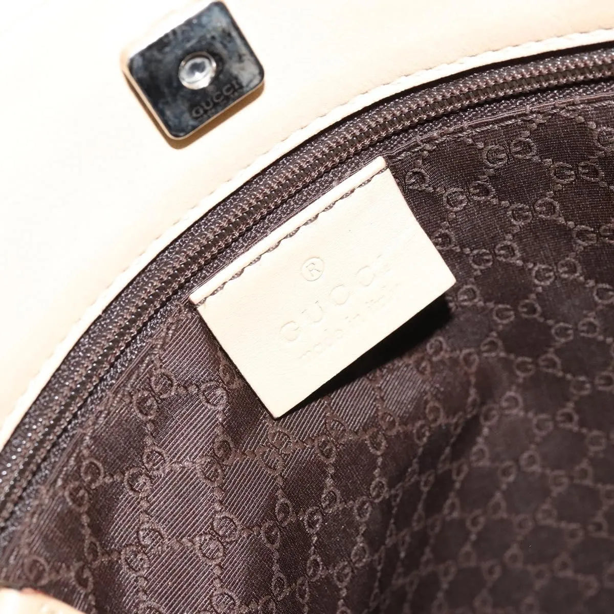 Gucci Vintage Leather, Beige, Leather, Shoulder Bag