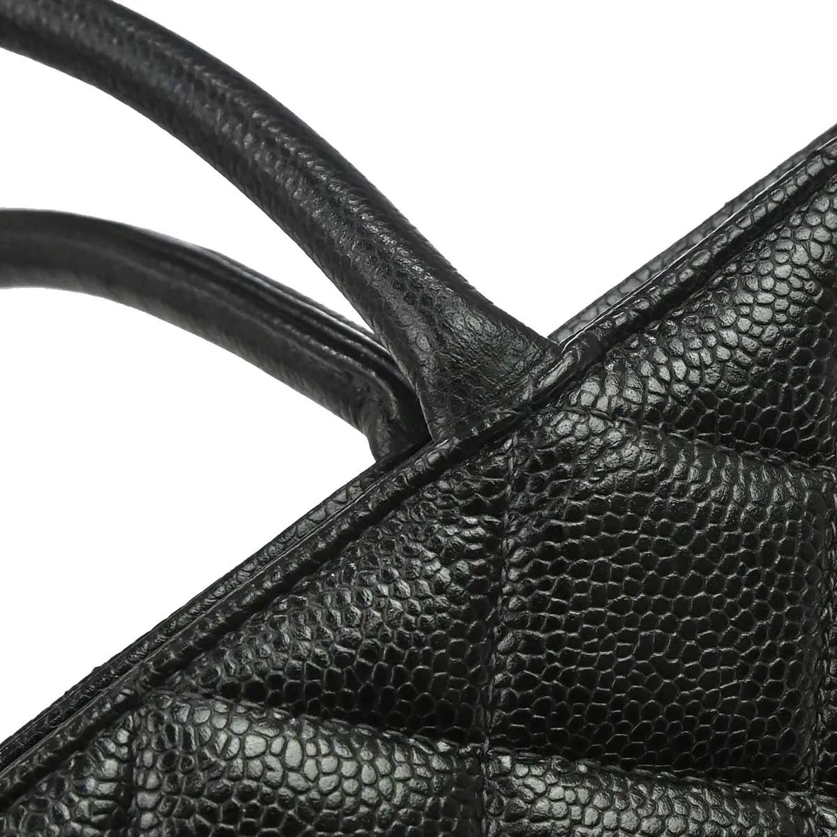 Chanel Medallion Tote Quilted Caviar, Black, Leather, Tote Bag