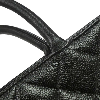 Chanel Medallion Tote Quilted Caviar, Black, Leather, Tote Bag