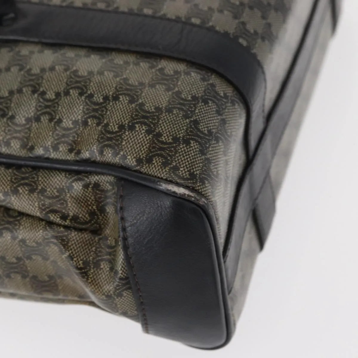 Celine Vintage Macadam Canvas and Leather, Black, Canvas, Shoulder Bag