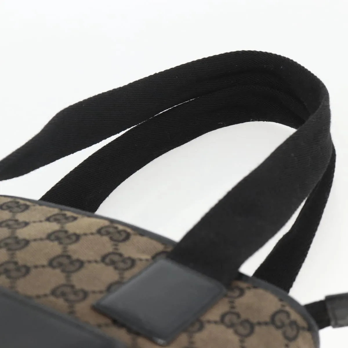Gucci Vintage Front Pocket Tote GG Coated Canvas with Leather, Black, Canvas, Tote Bag