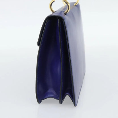 Celine Vintage Carriage Top Handle Leather, Blue, Leather, Handbag