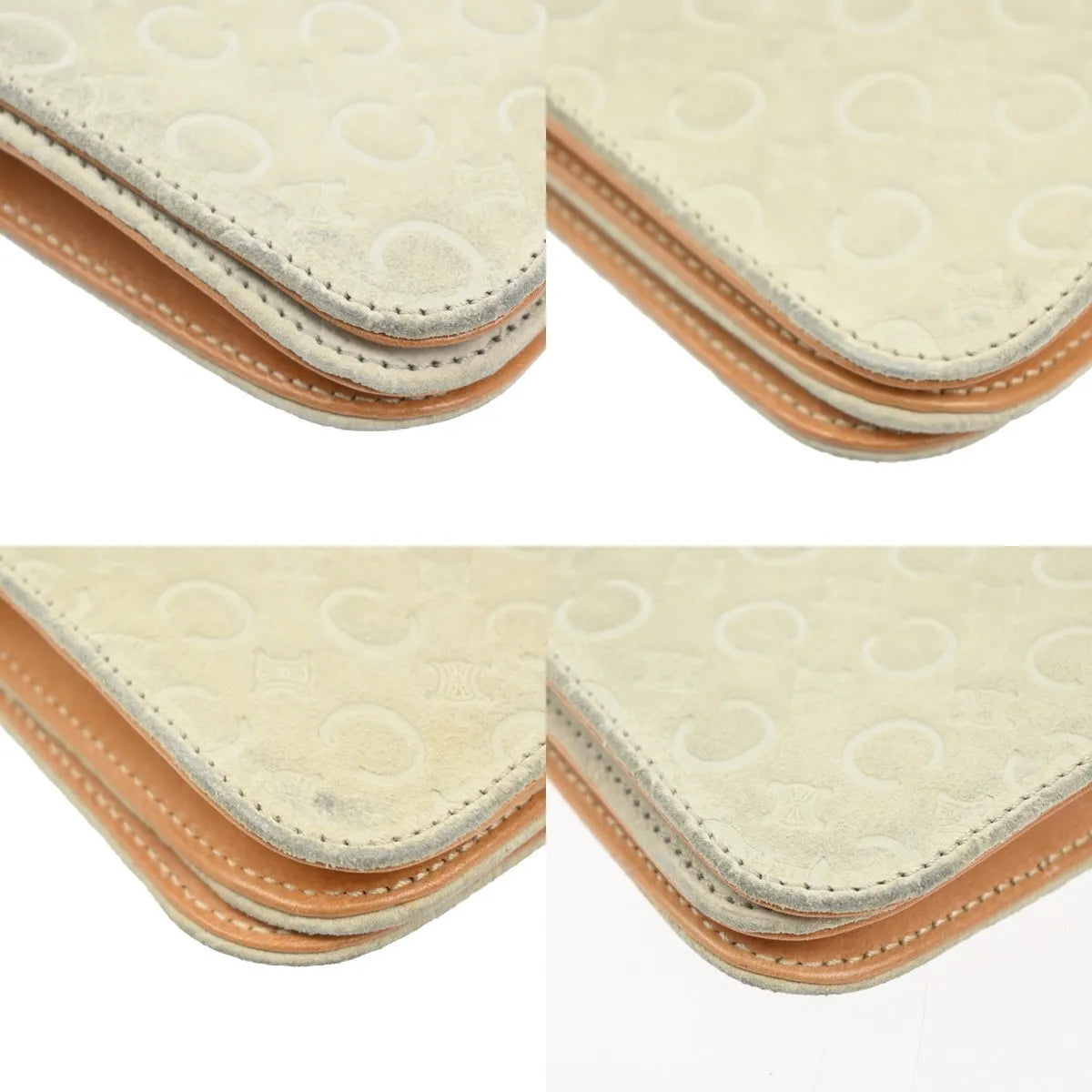 Celine C Macadam Shoulder Suede, Beige, Suede, Clutch