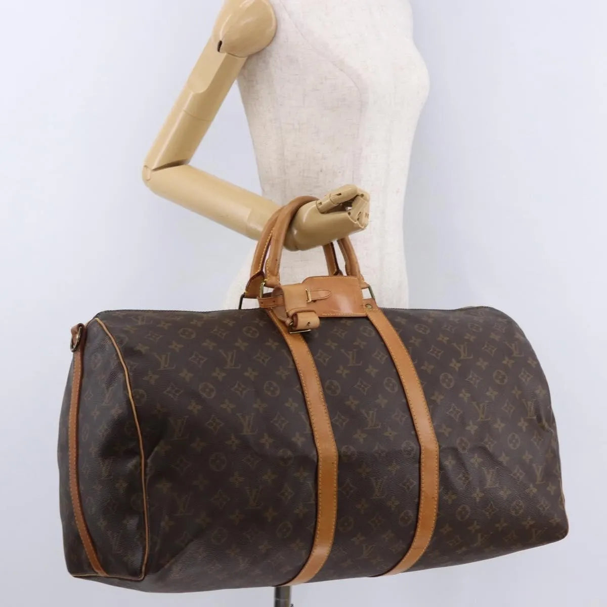 Louis Vuitton Keepall Bandoulière Monogram, Brown, Canvas, Travel Bag