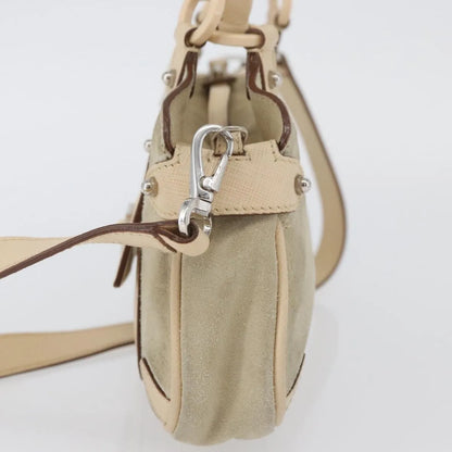 Salvatore Ferragamo Gancini Suede, Beige, Suede, Handbag